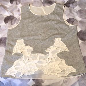 Grey & White sleeveless Top